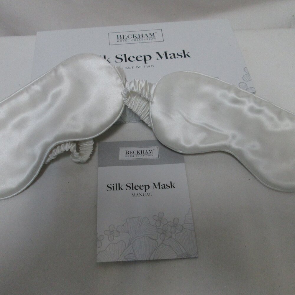 Beckham Hotel Collection 100% Silk Mulberry Sleep Masks white Set 2 NEW NIB NWT